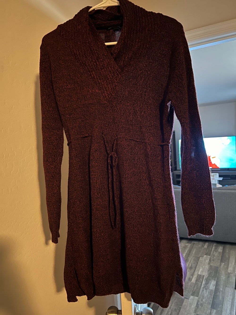 Derek Heart maternity Cozy Long Sleeve Sweater Dress in Deep Burgundy